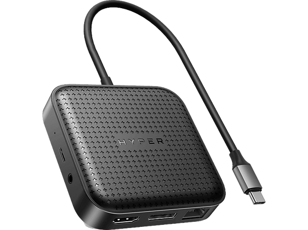 Hub USB/Concentrador - Hyper HD USB4 MOBILE DOCK, 2 Puertos, 1000 Mbit/s, Negro