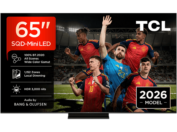TV SQD-Mini LED 65" - TCL 65C7L, QLED 4K, TSR AiPQ, Smart TV, DVB-T2 (H.265), HDR 3000 nits, Dolby Vision y Atmos, Negro