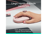 Ratón inalámbrico - Logitech Pop, 4000 ppp, Easy-Switch, Bluetooth, SmartWheel, Botones personalizables, Tecnología Silent Touch, PC-Mac, Rosa