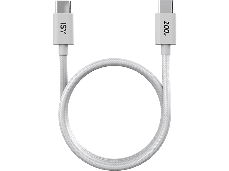 Cable USB - ISY IUC-5200, USB-C 2.0, 2 m, 100W, Universal, Hasta 480 Mbps, Blanco