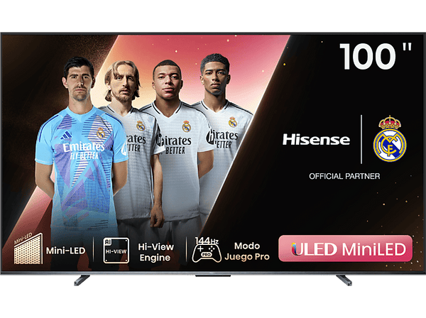 TV Mini LED 100" - Hisense 100U7KQ 144 Hz, Smart TV UHD 4K, Quantum Dot Colour, Modo Juego, Hi-View, Dolby Vision IQ & Atmos, Negro