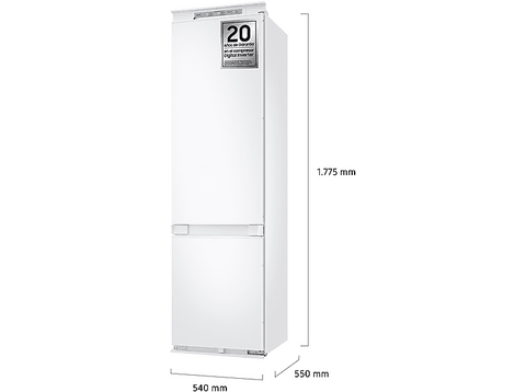 Frigorífico combi integrable - Samsung BRB70F26DES0EF, All Around Cooling, 177.5 cm, 267 l, Wifi, Blanco, Sin Panelar