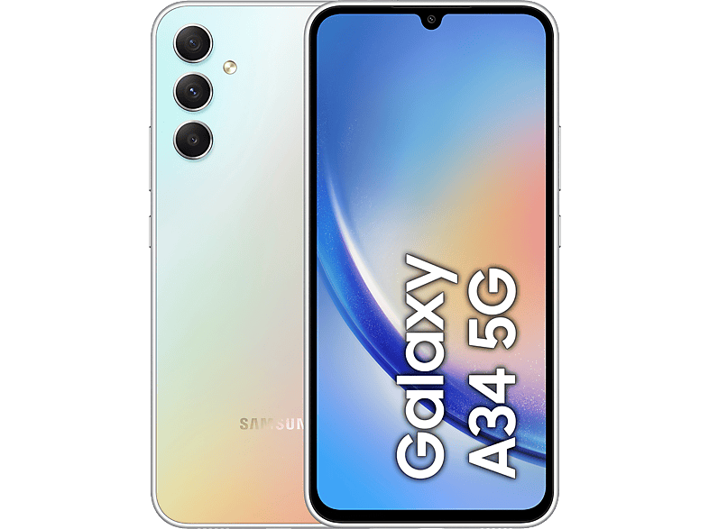 Samsung Galaxy A34 Silver 256 GB 8 GB RAM 6.6  FHD+ Mediatek Dimensity 1080 Octa-Core 5000 mAh Android 13
