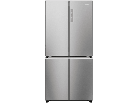 Frigorífico americano - Haier HCR7818DNMM, No Frost, Altura 181.5 cm, 467l, Luz LED, 4 Puertas, Inox Platino