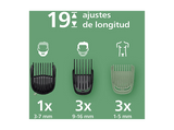 Afeitadora Corporal - Philips MG7921/15, BeardSense, 15 en 1, 120 min, Uso Seco/Húmedo, Cara,Pelo,Cuerpo, Cuchillas Acero Autoafilable, Multi Grooming