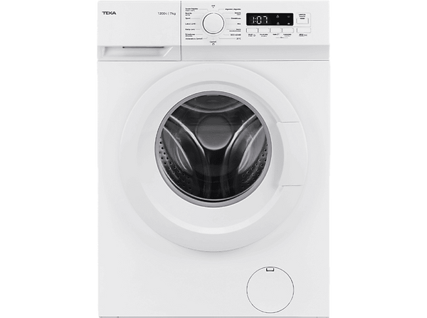 Lavadora carga frontal - Teka WMK 40740, 7 kg, 1200 rpm, 15 programas, Motor inverter, Electrónica con display digital, Blanco