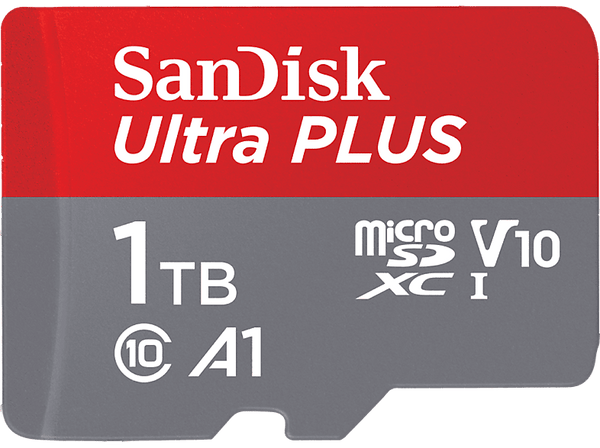 Tarjeta Micro SDXC - SanDisk Ultra PLUS, 1 TB, 160 MB/s, UHS-I, V10, A1, C10, Adaptador SD, Multicolor