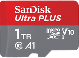 Tarjeta Micro SDXC - SanDisk Ultra PLUS, 1 TB, 160 MB/s, UHS-I, V10, A1, C10, Adaptador SD, Multicolor