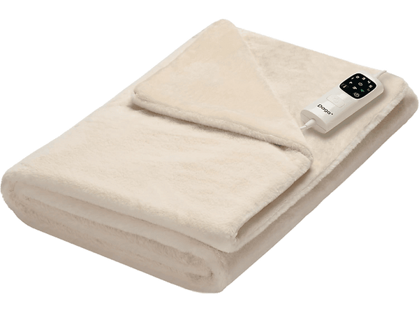 Manta eléctrica - Daga Relax Suave Elegante, 150 W, 6 niveles de temperatura, Calentamiento rápido, Crema