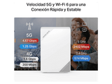 Router - Mercusys MB520-5G WiFi 6, 2402 Mbps, Ranura Nano SIM, Puerto LAN/WAN 2.5G, Hasta 256 Dispositivos, Compatible con EasyMesh y VoLTE, Blanco