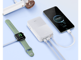 Powerbank - Baseus EnerFill Bipow2 Pro, 20000mAh, 22.5W, Cable retráctil, Carga simultánea ultrarrápida, USB-C, Blanco Moon