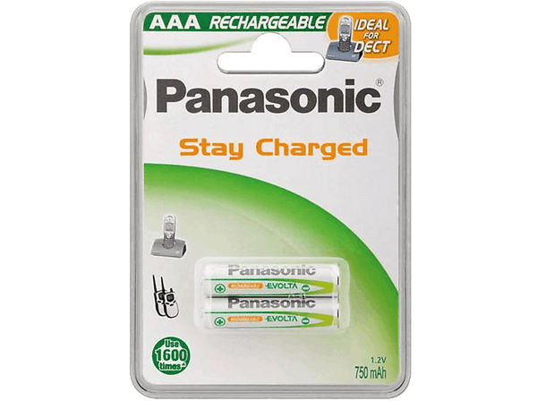 Pilas - Panasonic AAA Recargables, 750 mAh, 1.2V