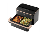 Freidora de aire - Cosori Dual Blaze Twinfry, 10 l, 2800 W, Doble cesta, Hasta 240 °C, Gris