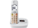 Teléfono - Panasonic KX-TGU430, Pantalla Retroiluminada, Linterna, Volumen Amplificado, Bloqueo de Llamadas, Contestador, Blanco y Plata