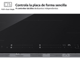 Placa inducción - LG CBIZ3035B, 4 zonas, 2 zonas Flex, 80 cm, Cristal negro