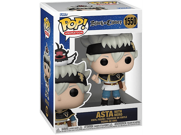 Figura Funko Pop! - Funko Black Clover: Asta con Nero, Vinilo, 10 cm