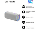 Altavoz inalámbrico - Sony ULT FIELD 5 (SRSULT50W), Bluetooth portátil, ULT POWER SOUND, 25 h, IP67, Resistente al agua, Correa, Con luces, Blanco