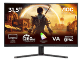 Monitor gaming - AOC C32G42ZE, 31.5 Full-HD, 260Hz, 0.3 ms MPRT, VA, Curvatura 1500R, G-menu, WLED, HDR10, Adaptive Sync, Negro