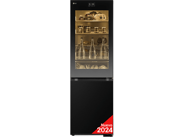 Frigorífico combi - LG GBG7190CEV, No Frost, 186 cm, 352 l, Instaview™, DoorCooling+™, Acero negro grafito