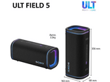 Altavoz inalámbrico - Sony ULT FIELD 5 (SRSULT50W), Bluetooth portátil, ULT POWER SOUND, 25 h, IP67, Resistente al agua, Correa, Con luces, Blanco