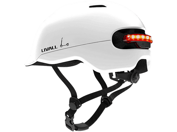 Casco - Livall C20, Para patinete y Bici, Casco Conectado, SOS, Luz de Freno, Luz Trasera, Talla L, 56-61 cm, Blanco