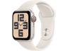 Apple Watch SE (2024), GPS + Cellular, 44 mm, Caja de aluminio Blanco estrella, Vidrio delantero Ion-X, Correa deportiva Blanco estrella, Talla S/M