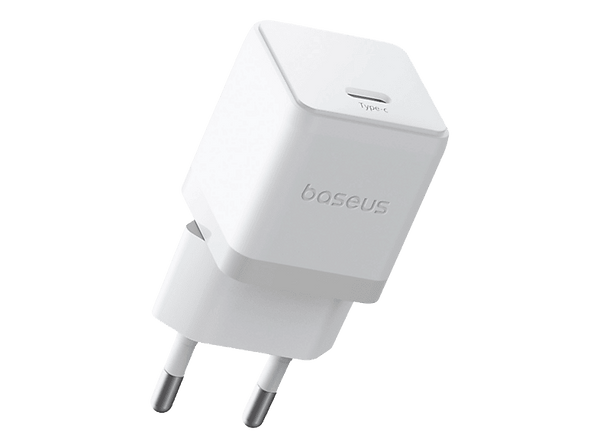 Cargador de pared - Baseus PALM, 20W, Kit con cable 60W y 100 cm, Carga ultrarrápida, Control de temperatura, Universal, Blanco
