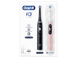 Cepillo eléctrico - Oral-B iO 6 Dúo, 2 Mangos De Alta Gama, Pantalla, 3 Cabezales de Recambio, Tecnología Braun, Negro y Rosa