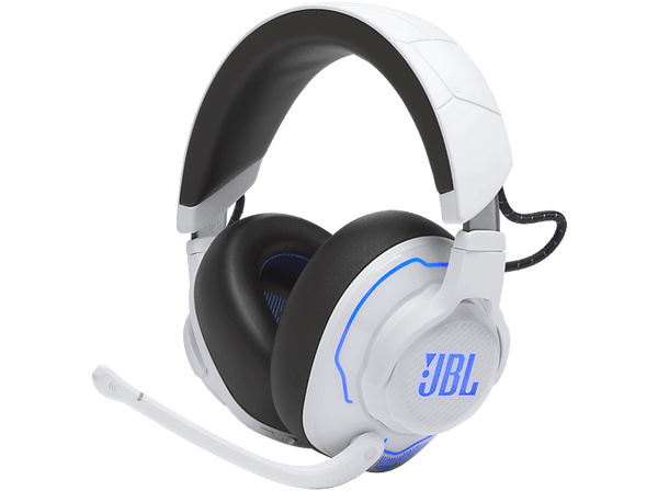 Auriculares gaming - JBL Quantum 910P Console Wireless, Para PlayStation, Inalámbrico, Cancelación de Ruido Activa, Micrófono, Blanco y Azul