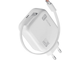 Cargador móvil - CellularLine ROLL, Retráctil, 65W, Tipo C, Universal, Blanco