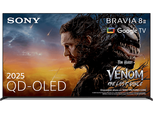 TV QD-OLED 65" - Sony Bravia 8 II, Procesador XR con IA, Smart TV (Google TV), IMAX, Dolby Atmos/Vision, Chromecast, Airplay, PS5, 120Hz, Eco, 65XR8M2