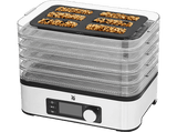 Deshidratador de alimentos - WMF KITCHENminis Snack to go, 250W, Ajuste de temperatura, 5 Estantes,Temporadizador programable, LCD, Acero Inox.