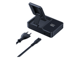 Docking Station - Baseus Nomos NH21 4-en-1, Universal, Tipo‑C, USB y Qi2, Carga inalámbrica y simultánea, Con cable retráctil, Negro Cosmic