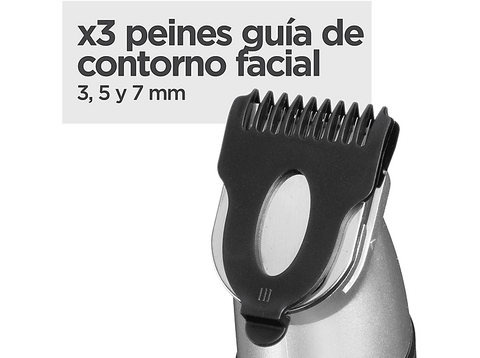 Afeitadora corporal - BaByliss MT812E, 6 Peines Guía, 5 Cabezales Magnéticos Intercambiables, 4h Autonomía, Negro/Gris