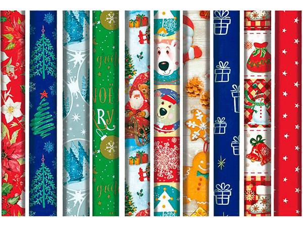 Papel de regalo - Campus Surtido Navidad, 70 x 200 cm, 1 rollo, Color Aleatorio