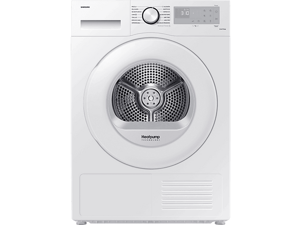 Secadora bomba de calor - Samsung DV80CGC0B0THEC, 8kg, 14 programas, Protección Antiarrugas, Función WiFi con SmartThings, Blanco