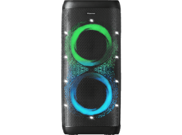 Altavoz de gran potencia - Hisense Party Thunder, 620 W, Con batería, Autonomía 12 horas, AI Light Show, Auracast™, Resistencia al agua IPX4 , Negro