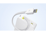 Powerbank - Baseus EnerFill Bipow2 Pro, 20000mAh, 22.5W, Cable retráctil, Carga simultánea ultrarrápida, USB-C, Blanco Moon