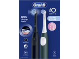 Cepillo eléctrico - Oral-B iO 2, Pack de dos cepillos eléctricos, 2 cabezales, Diseñados por Braun, Negro Noche y Verde Bosque