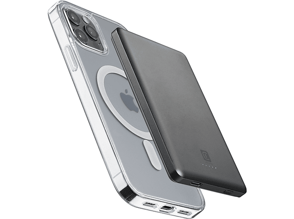 Powerbank - CellularLine Mag Lite5000, Universal, 5000 mAh, 2 entradas USB-C, Gris