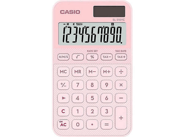 Calculadora - Casio SL-310YC, Energía Solar/Batería, Números Grandes, Rosa