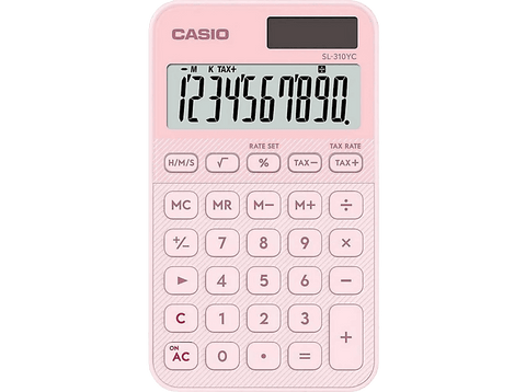 Calculadora - Casio SL-310YC, Energía Solar/Batería, Números Grandes, Rosa