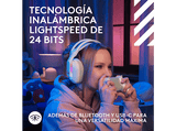 Auriculares gaming - Logitech G A20 X Lightspeed, Bluetooth, PS5-XBOX-Switch-PC, Playsync, Micrófono extraíble, Personalizable, Lightsync, Blanco