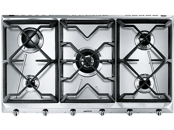 Encimera - Smeg SRV596GH5, Gas Natural, 6 quemadores, Inox