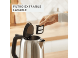 Hervidor de agua - Moulinex Subito 5 BY5S0D, 2400W, 1.7l, Diseño compacto, Filtro extraíble, Indicador de una taza, Inox