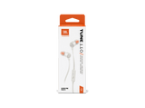 Auriculares de botón - JBL Tune 110, Intraurales, Micrófono, Cable Plano Anti-enredos, Blanco