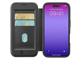 Funda móvil - Cellularline DAILY MAG, Para iPhone 17 Pro, Imitación piel y Cierre magnético, Compatible con Magsafe®, Con tapa tarjetero, Negro