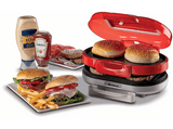 Máquina hamburguesas - Ariete Hamburger Maker Party Time, 1200 W, 2 Planchas, Rojo