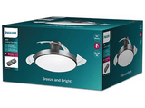 Ventilador de techo - Philips Atlas 35+28 W, Luz LED, Regulable, Mando a distancia, Dos Temporizadores, Níquel