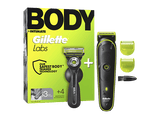 Afeitadora corporal - Gillette Labs i3 Body + Intimate, Tecnología Skinfirst, Wet&Dry, 2 peines, Pack con maquinilla de afeitar corporal GilletteLabs